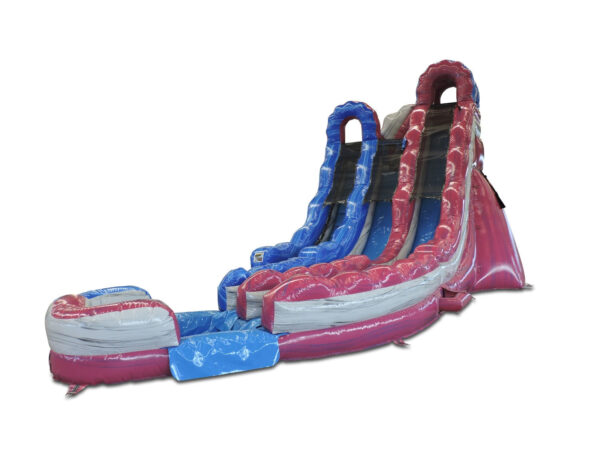 Side view of the 20ft Cotton Candy Inflatable Curved Dual Slide