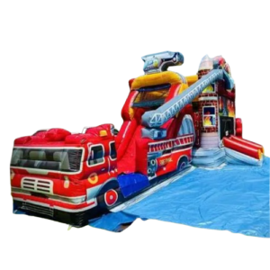 Main view of the Fire Truck Bounce Combo slide