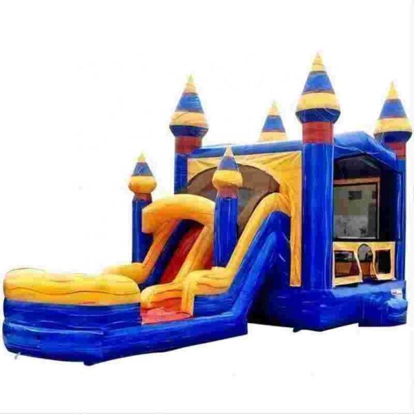 side view of Multi-Color Fiesta Bounce House Combo