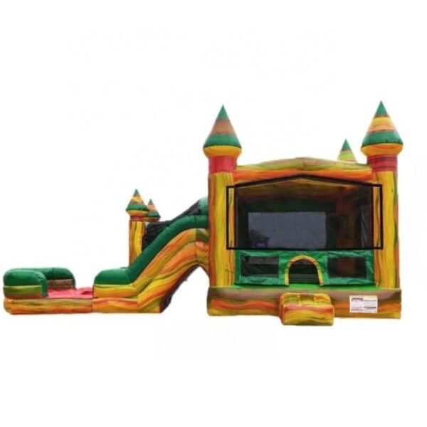 side view of Multi-Color Fiesta Bounce House Combo