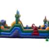 side view of 65ft Rainbow Theme Inflatable Obstacle Course