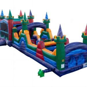 main view 65ft Rainbow Theme Inflatable Obstacle Course