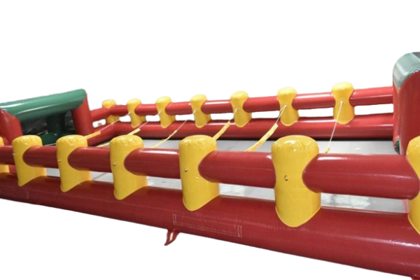 side view of human foosball game