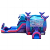 side view of bounce house slide combo mermeid theme