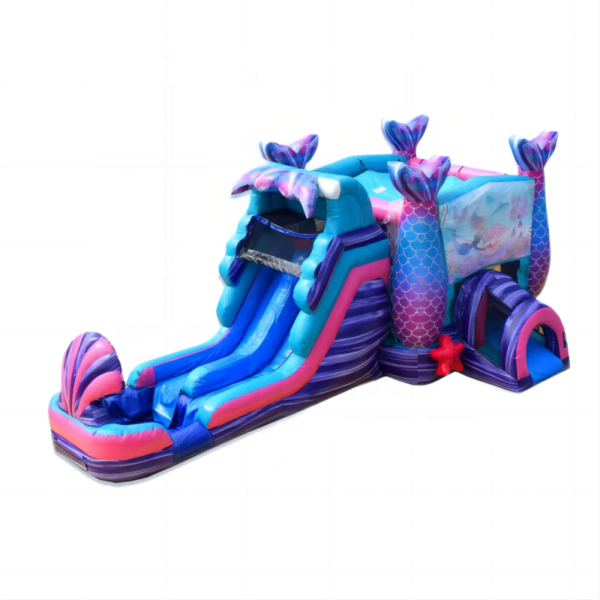 Main view of bounce house slide combo mermeid theme