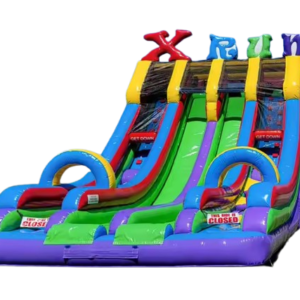 Side view of the Extreme Fun Run Slide showcasing the obstacle course.