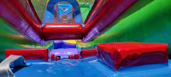 Close-up of the obstacle section of the Extreme Fun Run Slide