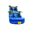 Front view of the 16ft big tropical single lane water slide with vibrant colors