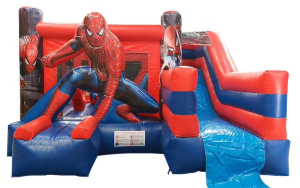 main view of spiderman bounce house combo