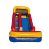 Front view of the inflatable water slide showing the full slide and pool area