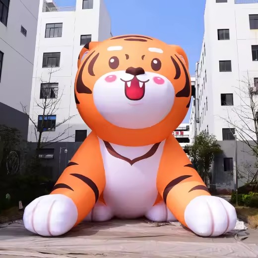 Lying Orange Color Inflatable Tiger Animal Mascot